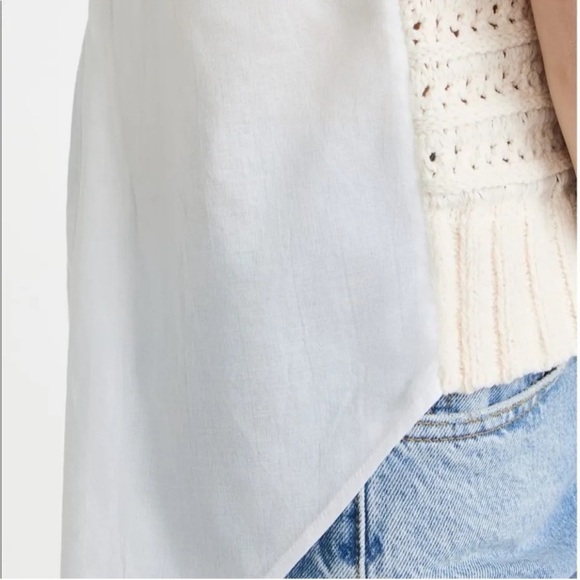 Veronica Beard Ivory Crochet Knit Sleeveless Sweater with Cotton Curved Back Hem - Picture 4 of 12